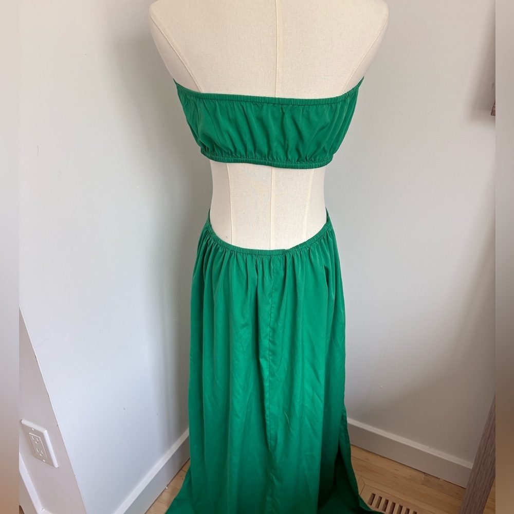 ASOS Green Ruched Cut Out Halter Gown - Picture 3 of 7